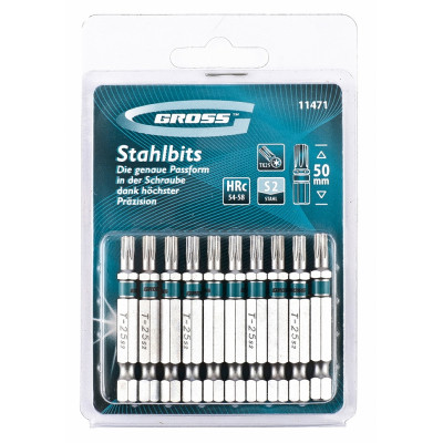 Набор бит GROSS TORX 25х50, сталь S2, 10 шт 11471