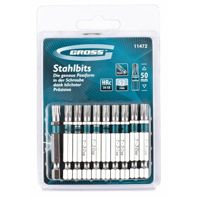 Набор бит GROSS TORX 30х50, сталь S2, 10 шт 11472