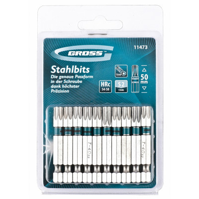 Набор бит GROSS TORX 40х50, сталь S2, 10 шт 11473 Набор бит GROSS TORX 40х50, сталь S2, 10 шт 11473