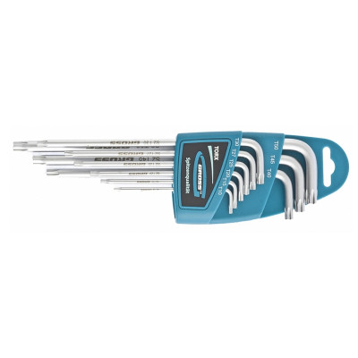 Набор ключей имбусовых GROSS TORX-TT, 9 штук: T10-T50, экстра-длинные, S2, сатинированные 16408 Набор ключей имбусовых GROSS TORX-TT, 9 штук: T10-T50, экстра-длинные, S2, сатинированные 16408