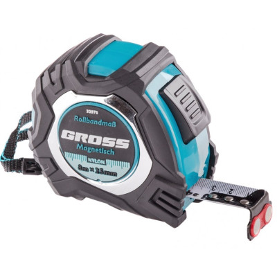 Рулетка Magnetisch 8 м х 25 мм, зацеп с магнитом GROSS 32573