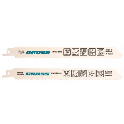 Полотна универсальные GROSS д/сабельной пилы 180 x 1,8-2,5 мм, 2шт 782105 Полотна универсальные GROSS д/сабельной пилы 180 x 1,8-2,5 мм, 2шт 782105