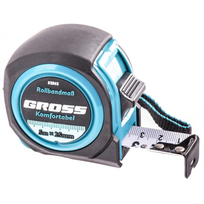 Рулетка Komfortabel 5 м х 25 мм, обрезиненный корпус GROSS 32562