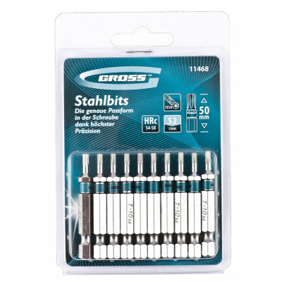 Набор бит GROSS TORX 10х50, сталь S2, 10 шт 11468