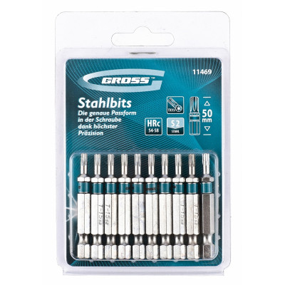 Набор бит GROSS TORX 15х50, сталь S2, 10 шт 11469 Набор бит GROSS TORX 15х50, сталь S2, 10 шт 11469
